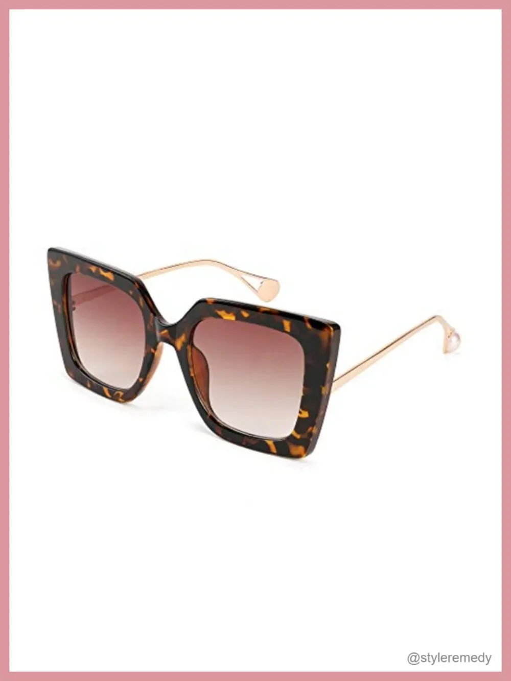 Oversized Cat Eye Sunglasses for Women, Pearl Inlay Frame, UV400 Protection